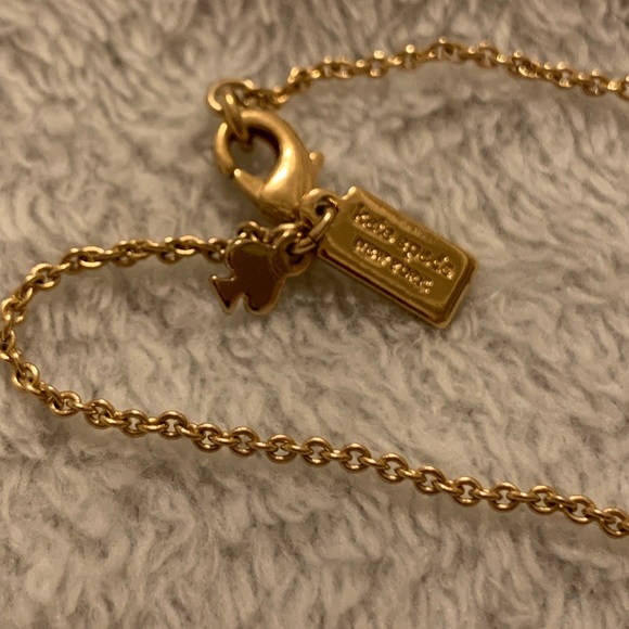 Kate Spade Take a Bow Gold Necklace Pink Crystal - Picture 6 of 7